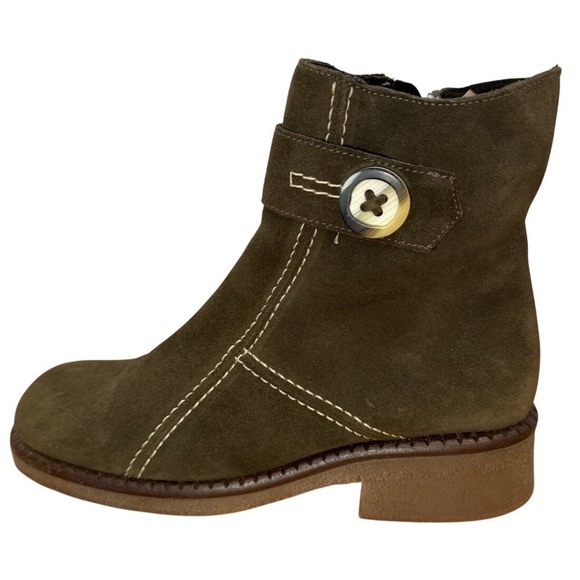 La Canadienne Waterproof Green Lug Sole Suede Stitched Boots Women's Size 9 - Picture 4 of 12